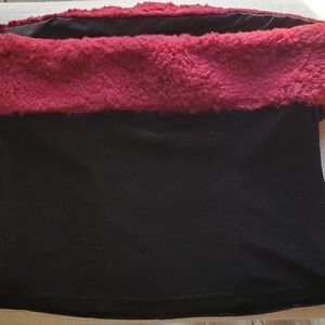 Chic Black Skirt with Red Fuzzy Trim